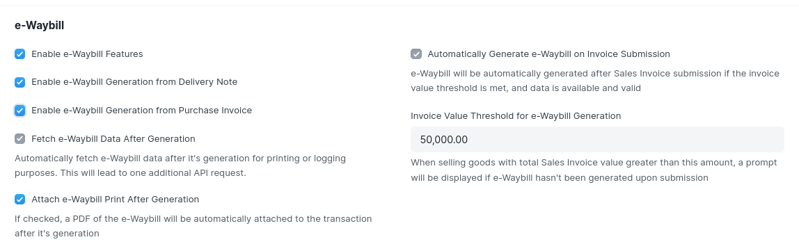 e-Waybill Settings